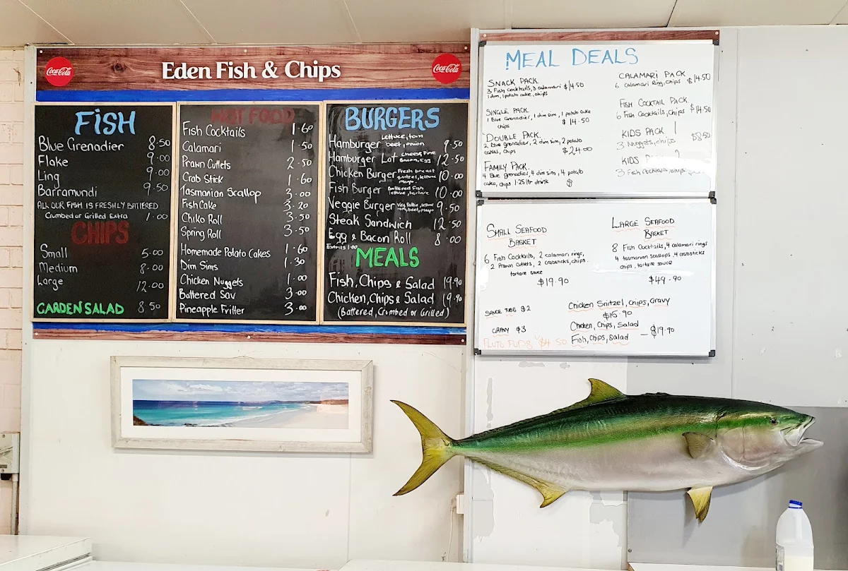 Menu, Eden Fish & Chips