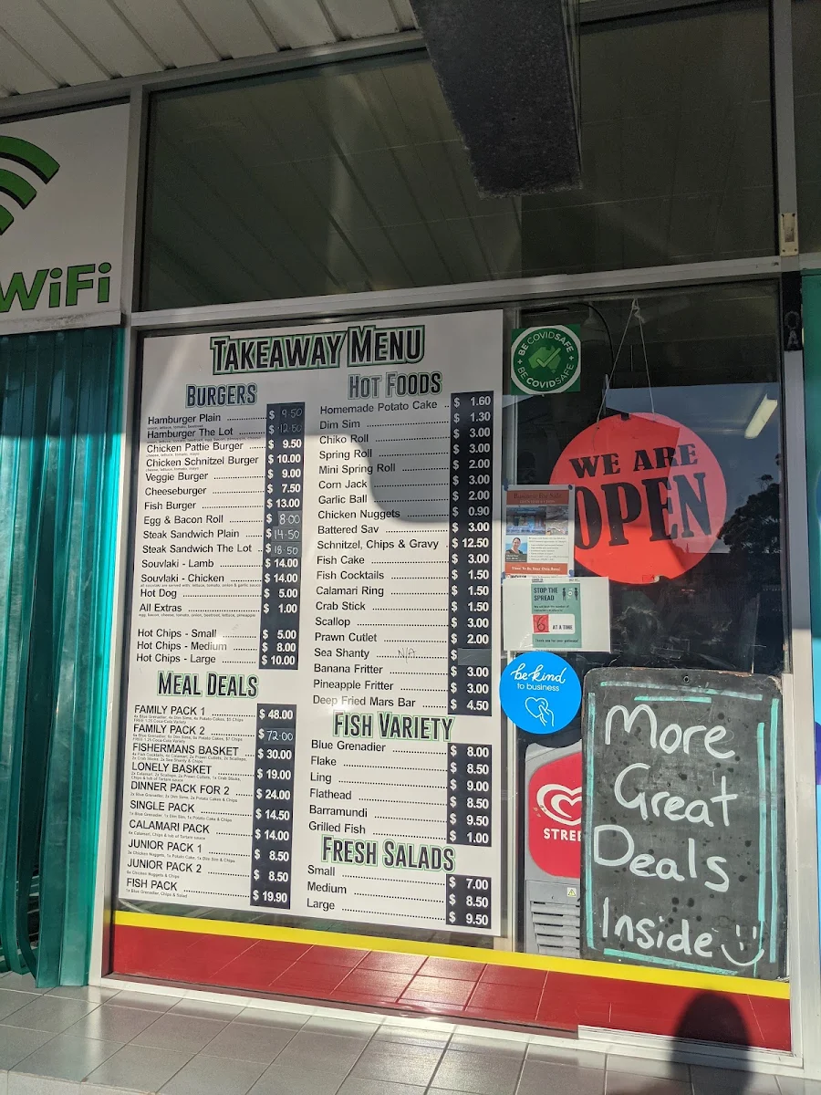 Menu, Eden Fish & Chips