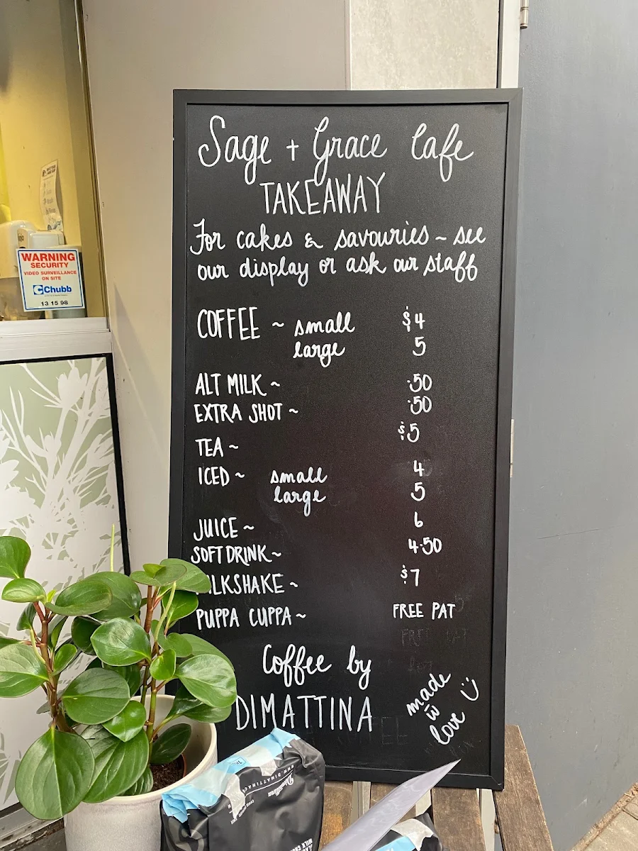 Menu, Sage + Grace Cafe