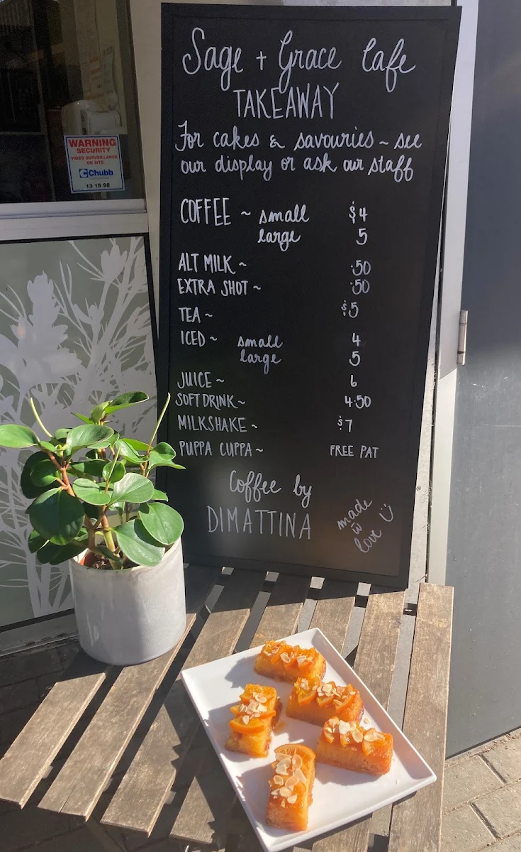 Menu, Sage + Grace Cafe