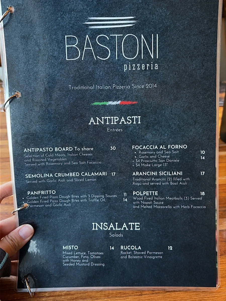 Menu, Bastoni Pizzeria