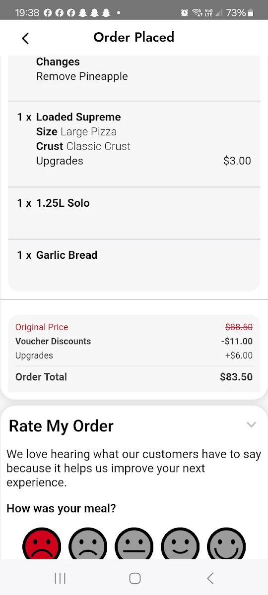 Menu, Domino's Pizza Renmark