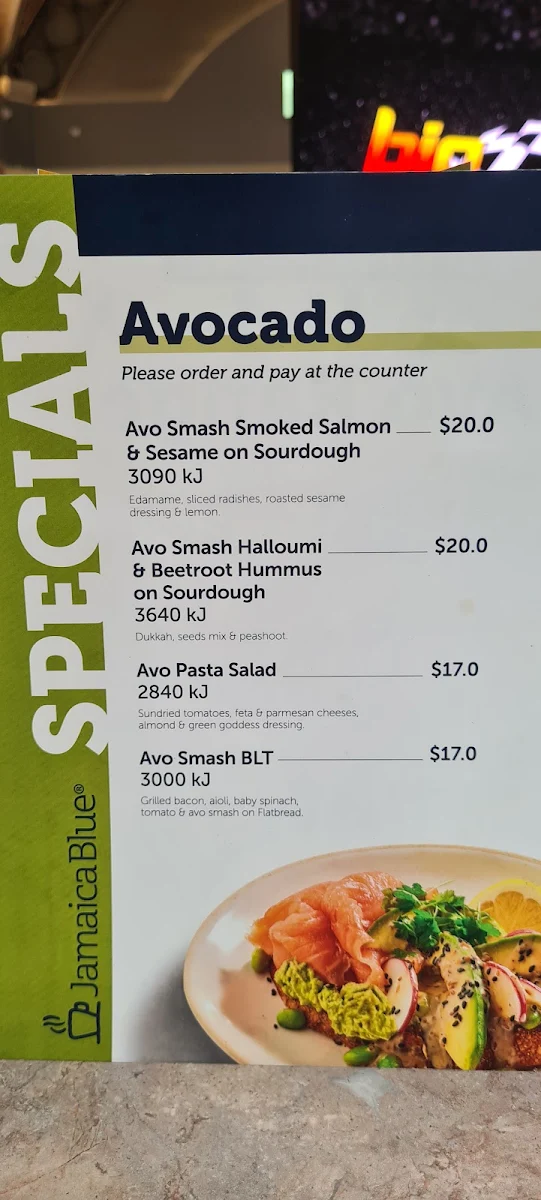 Menu, Jamaica Blue Sunshine Plaza