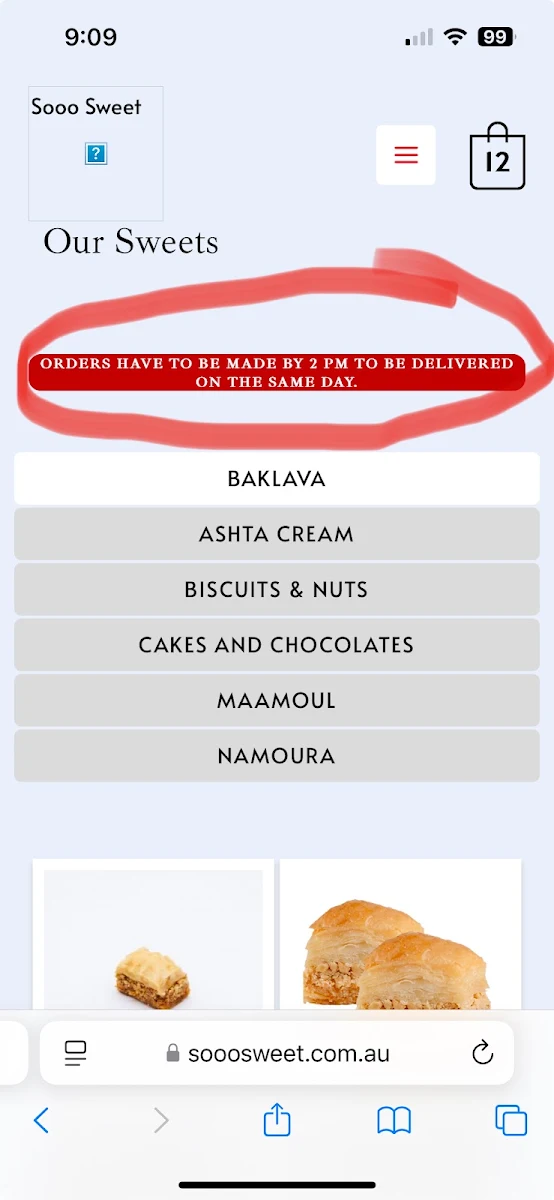 Menu, Sooo Sweet