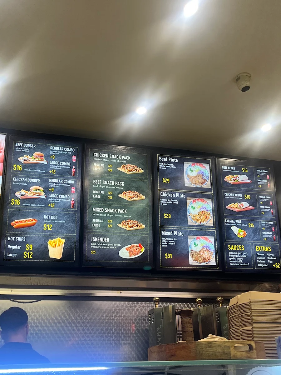 Menu, Sydney City Kebabs