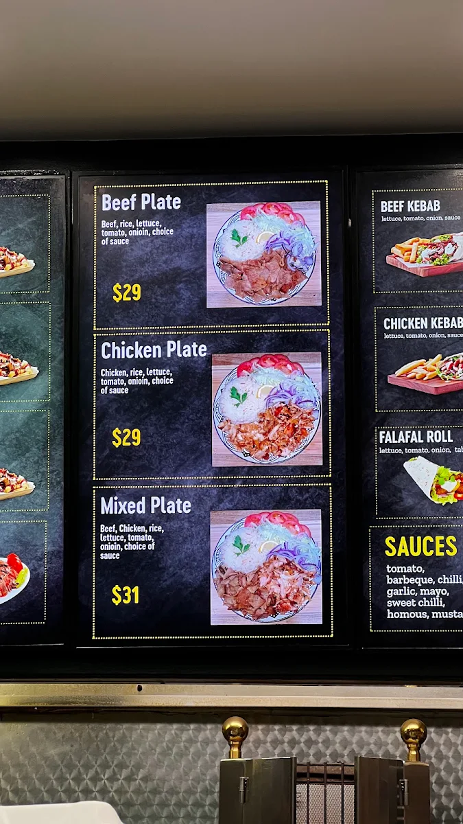 Menu, Sydney City Kebabs