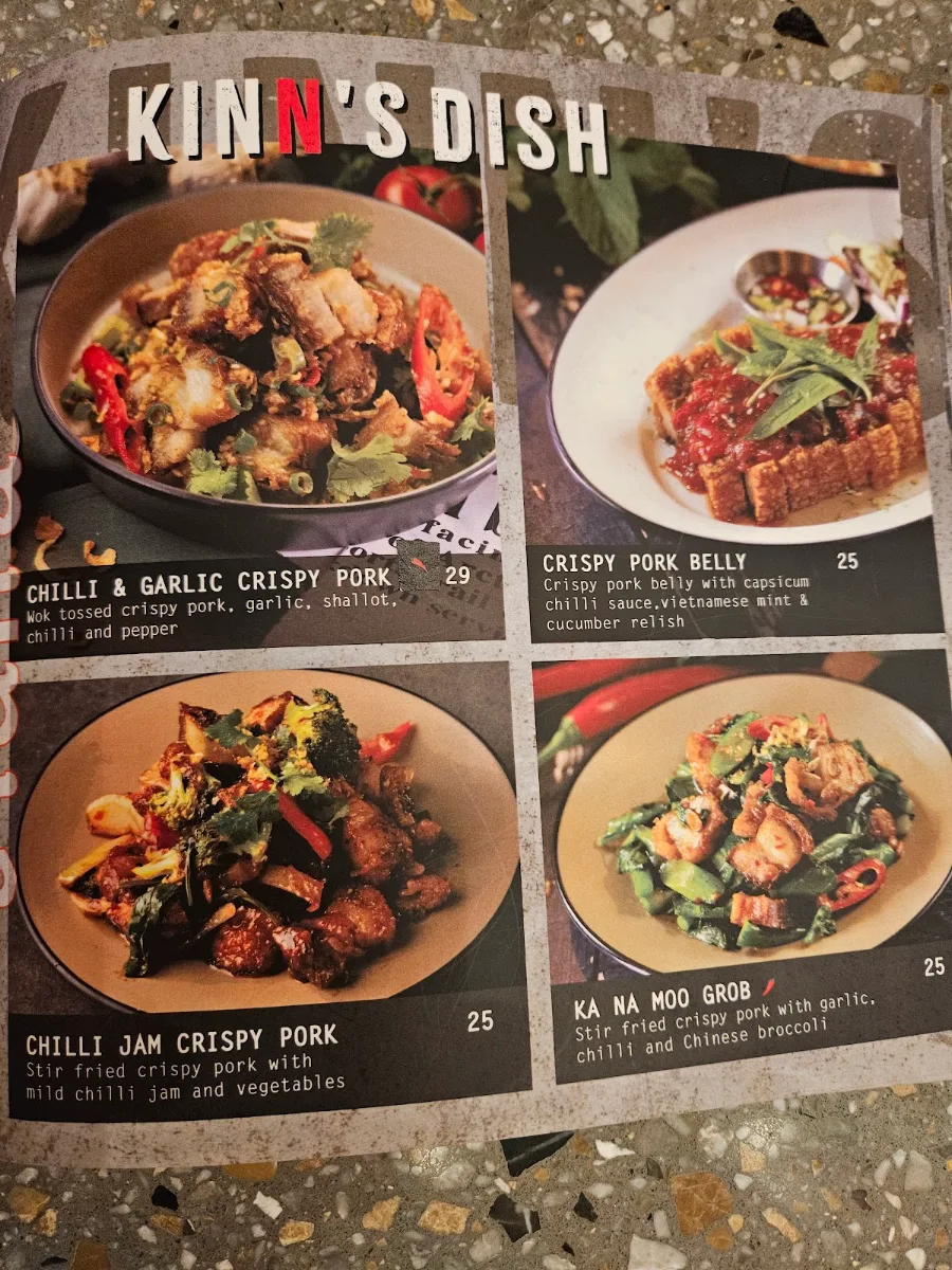 Menu, Kinn Thai Werribee