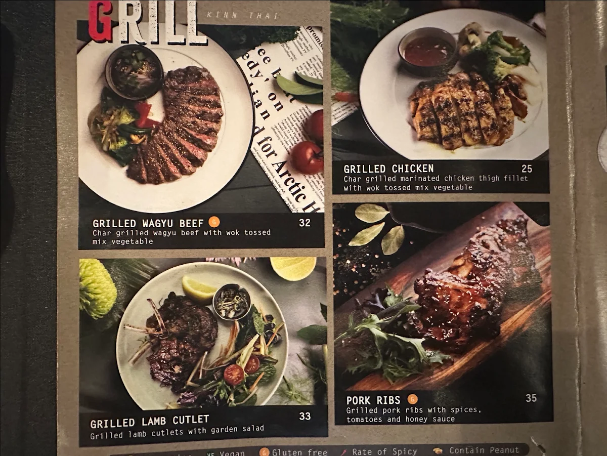 Menu, Kinn Thai Werribee