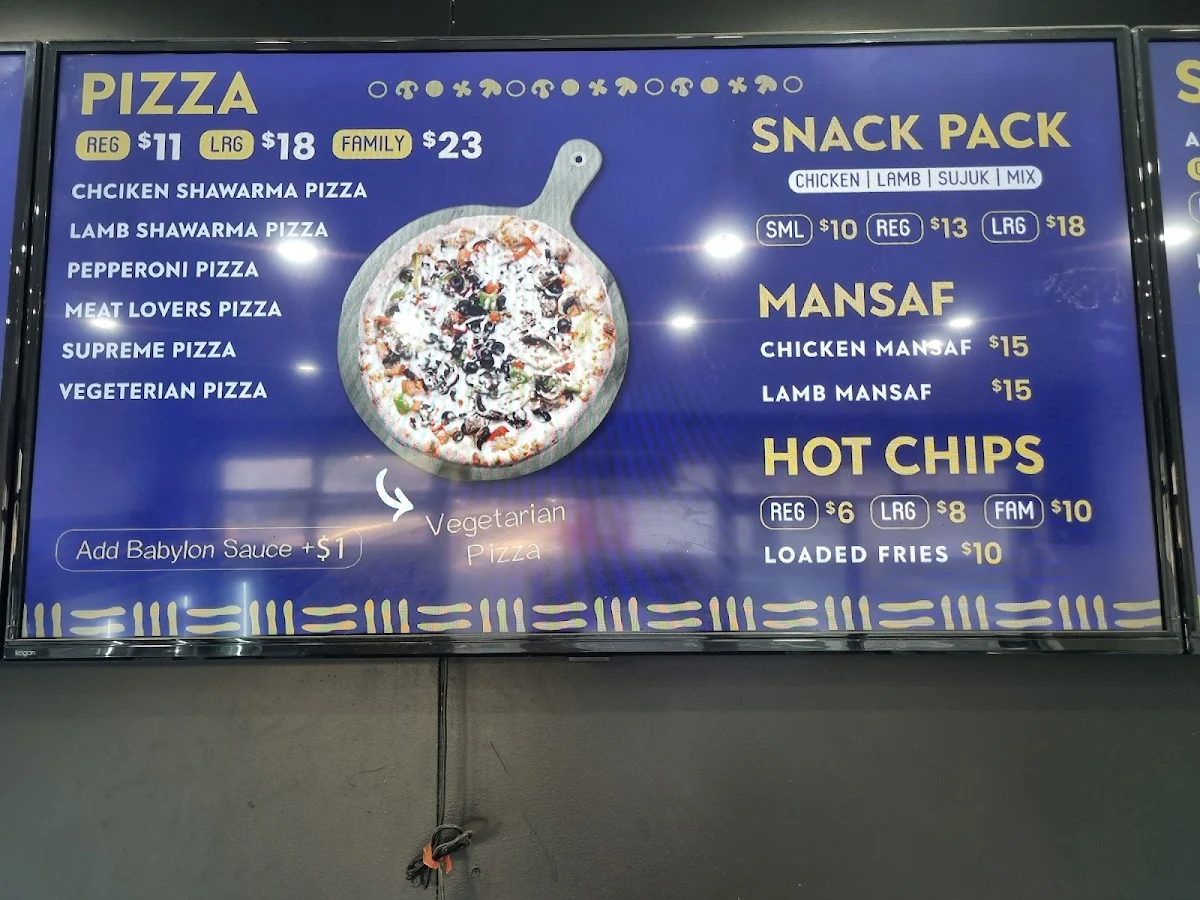 Menu, Babylon Bakery & Grill