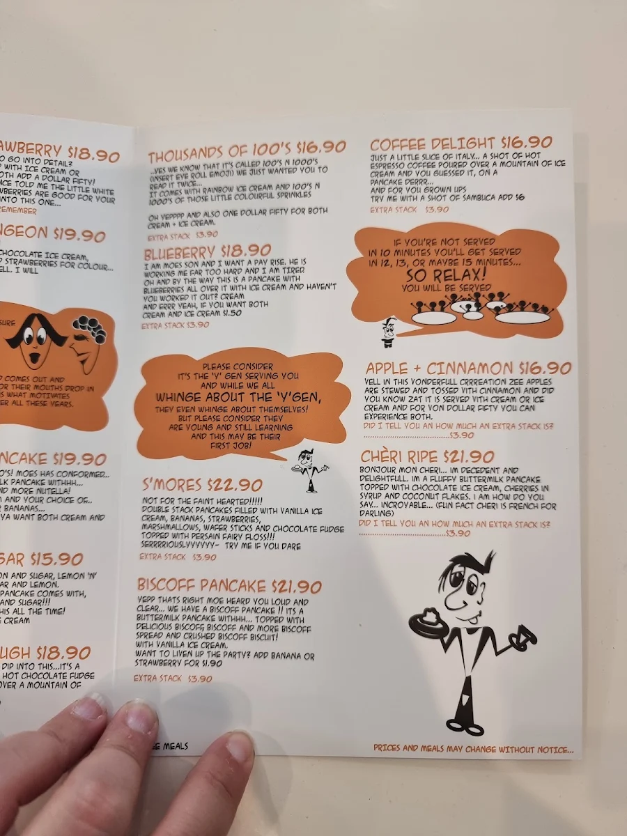 Menu, Lazy Moe's