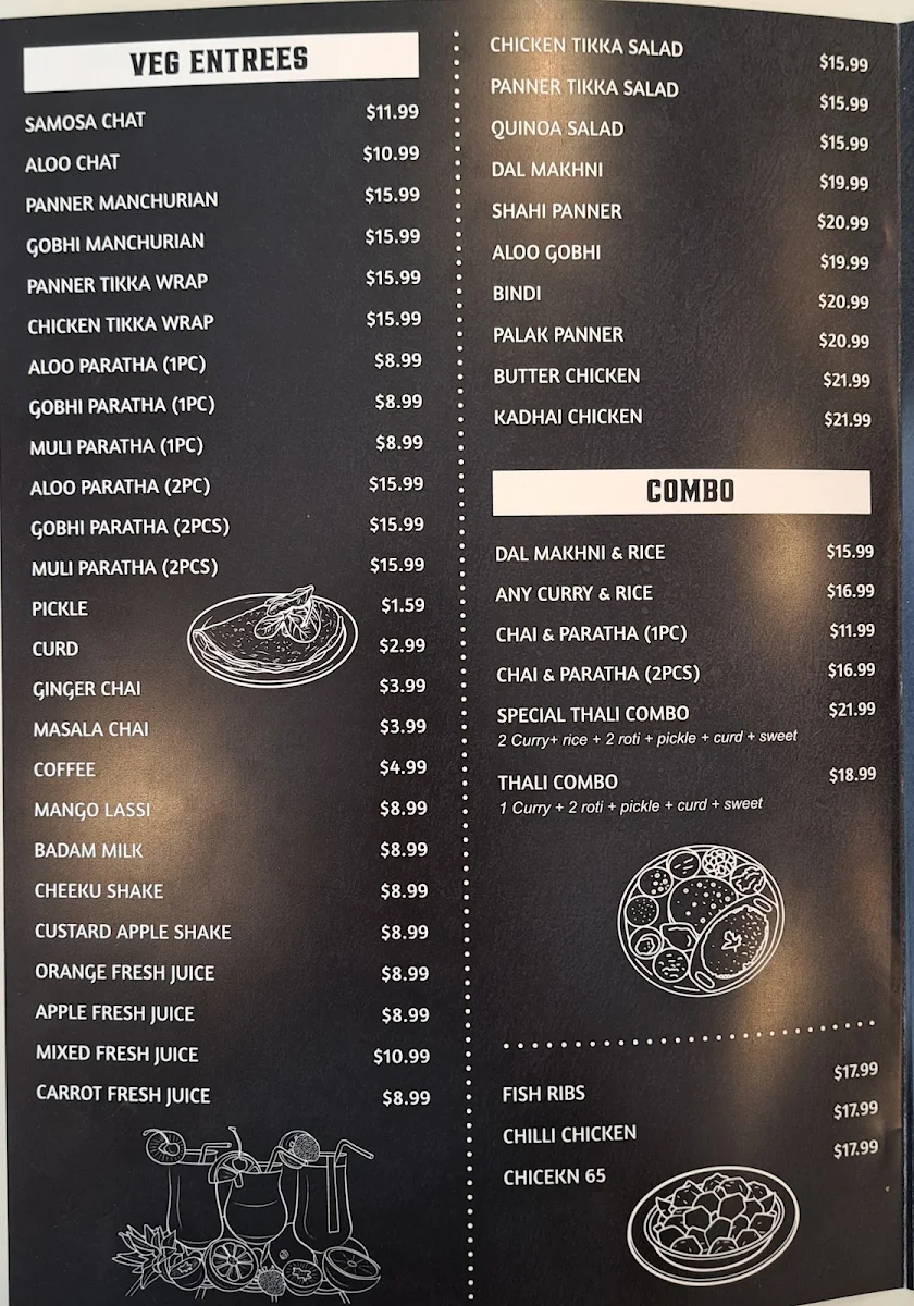 Menu, Back Bencher (Indian Cuisine)