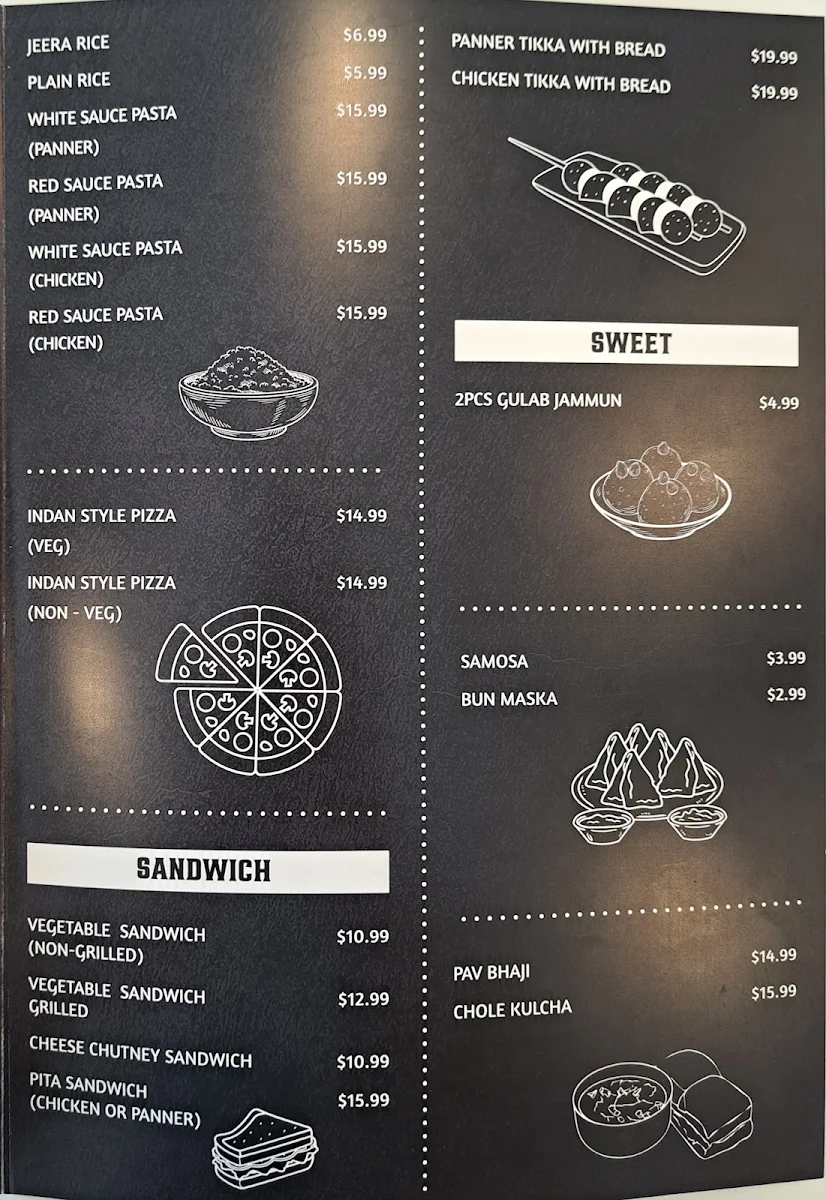 Menu, Back Bencher (Indian Cuisine)