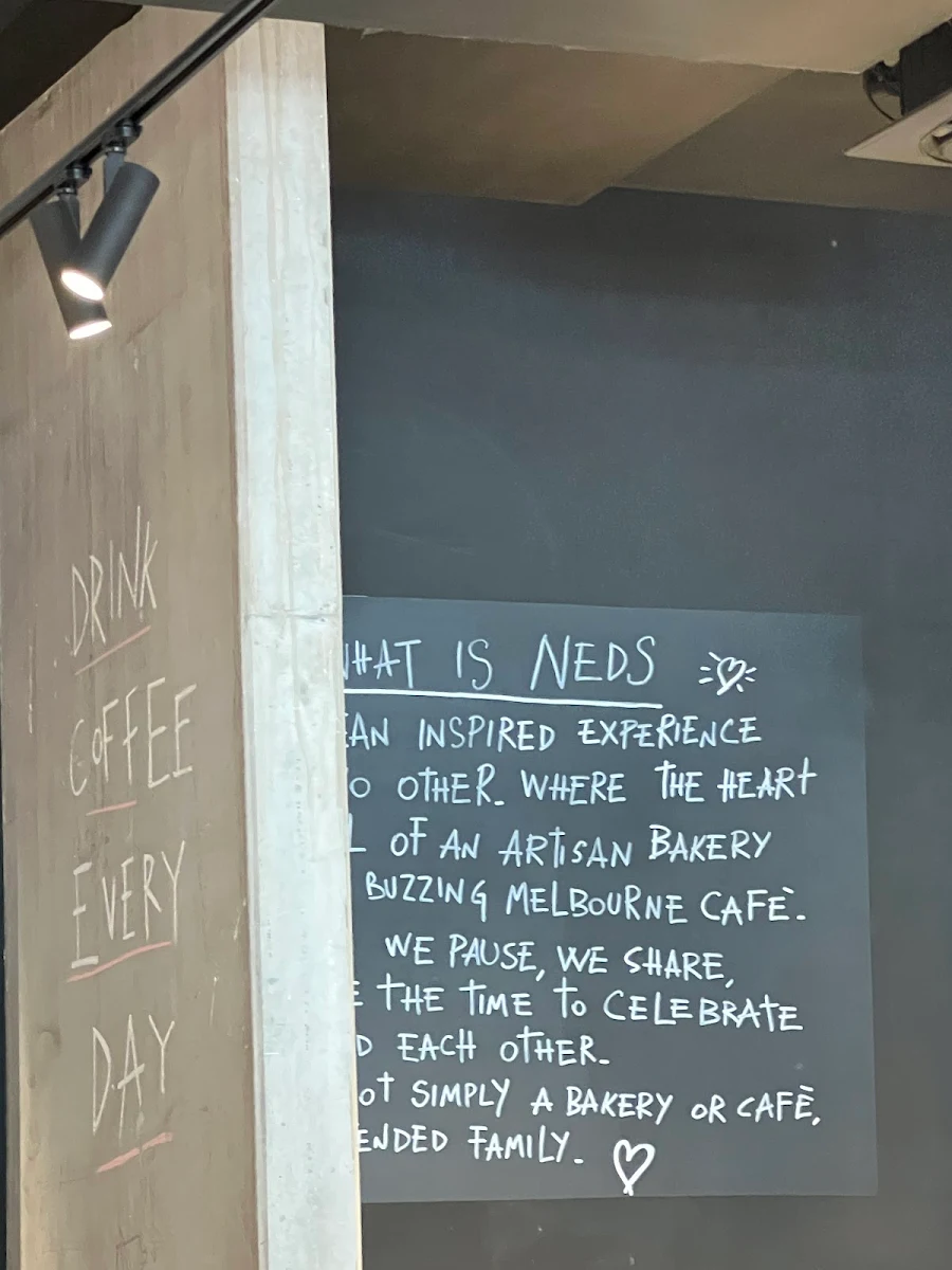 Menu, Ned's Bake & Bistro Armadale