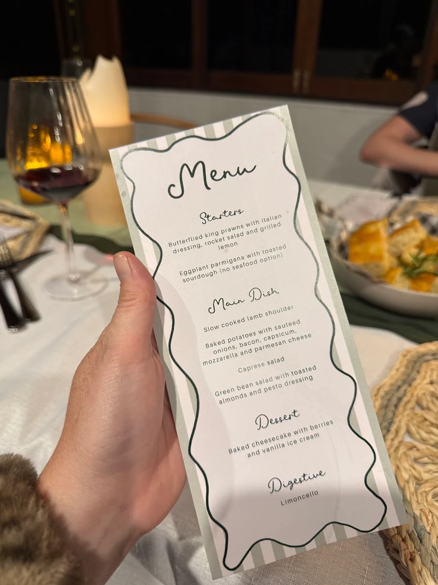 Menu, Positano To Byron Flavours