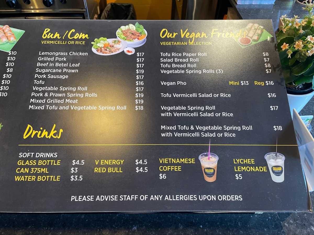 Menu, Saigon Summer Glebe