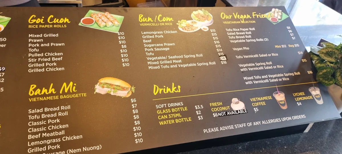 Menu, Saigon Summer Glebe