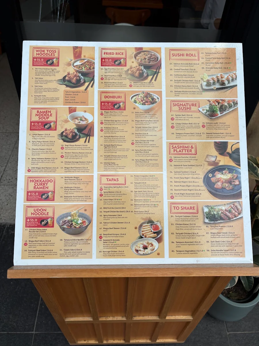 Menu, UMAYA Wollongong