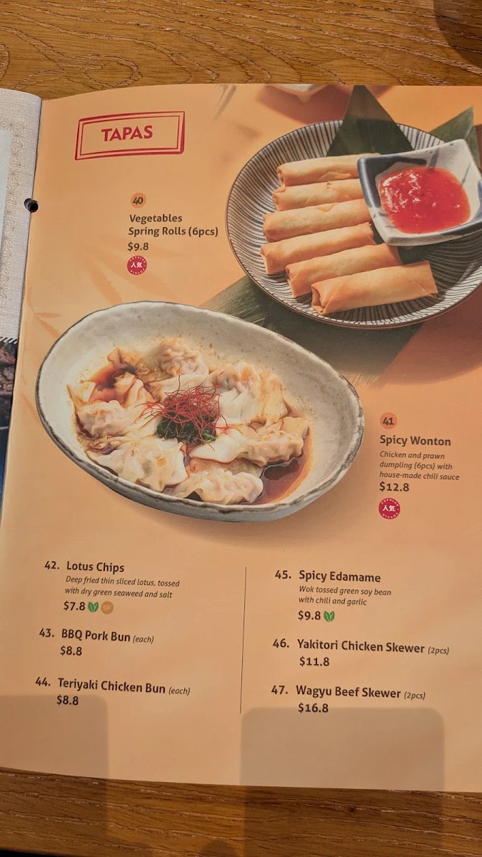 Menu, UMAYA Wollongong