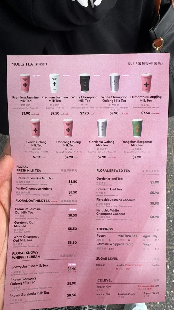 Menu, Molly Tea (Burwood)