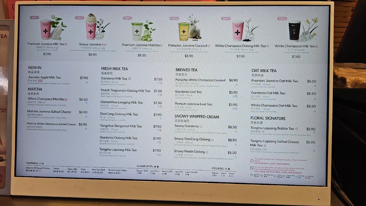 Menu, Molly Tea (Burwood)