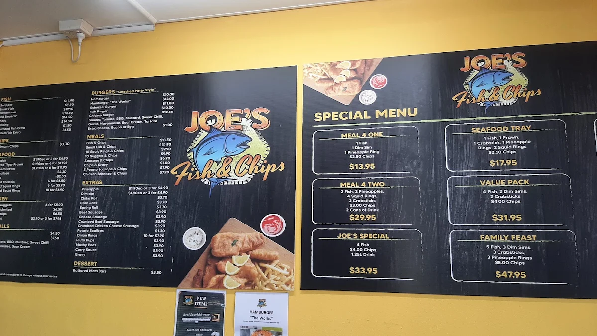 Menu, Joe's Fish & Chips