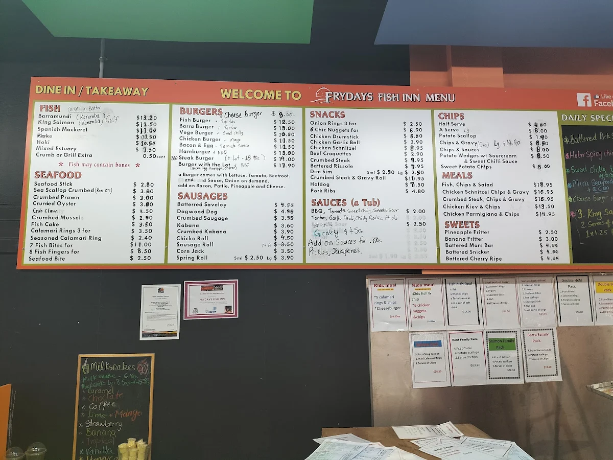Menu, Frydays Fish Inn with Kebabs
