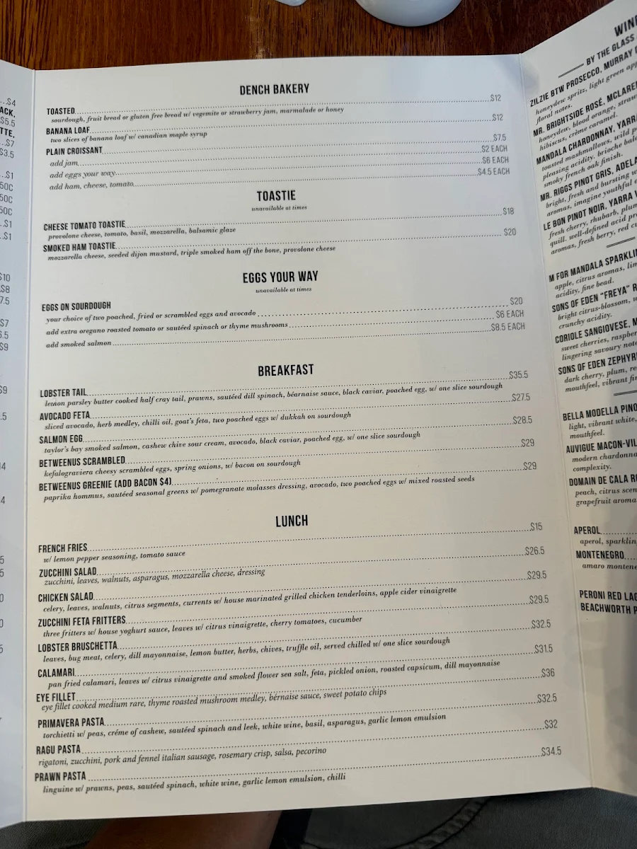 Menu, BetweenUs Coffee Food Wine