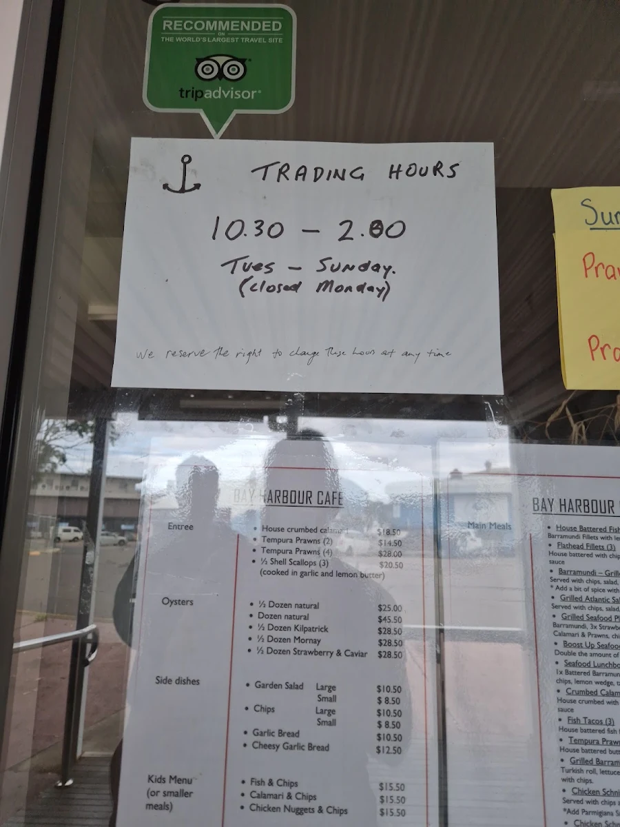 Menu, Bay Harbour Cafe