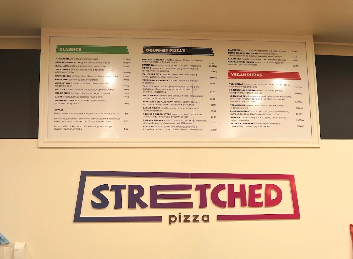 Menu, Stretched Pizza West Footscray