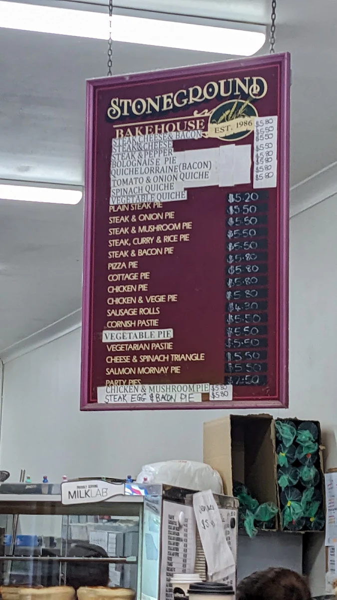 Menu, Stoneground Bakehouse