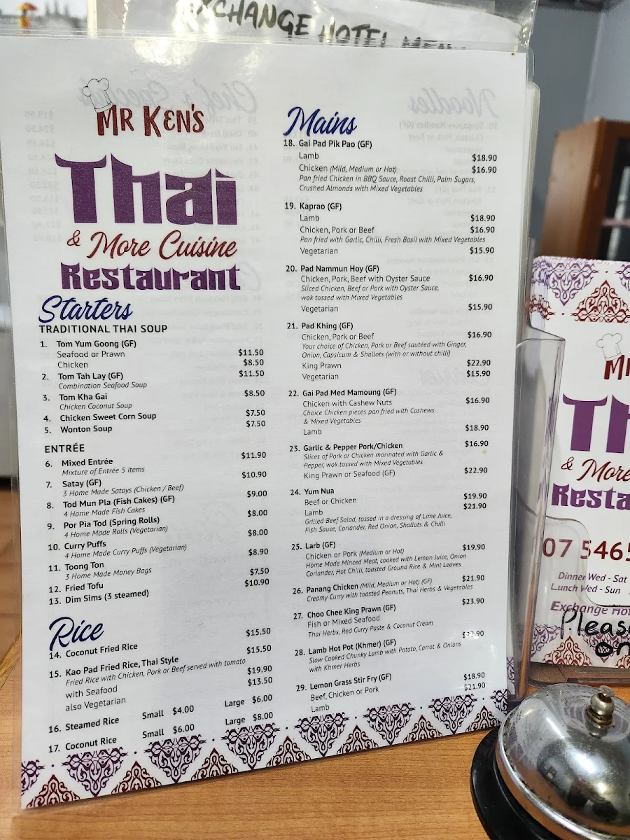 Menu, Mr Ken's Thai And More Cuisine Restaurant