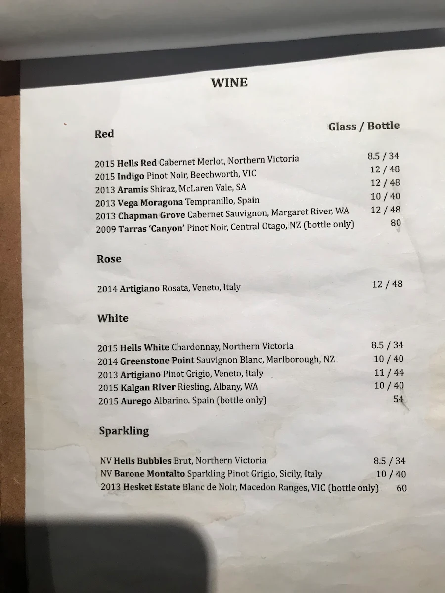 Menu, Hell's Kitchen