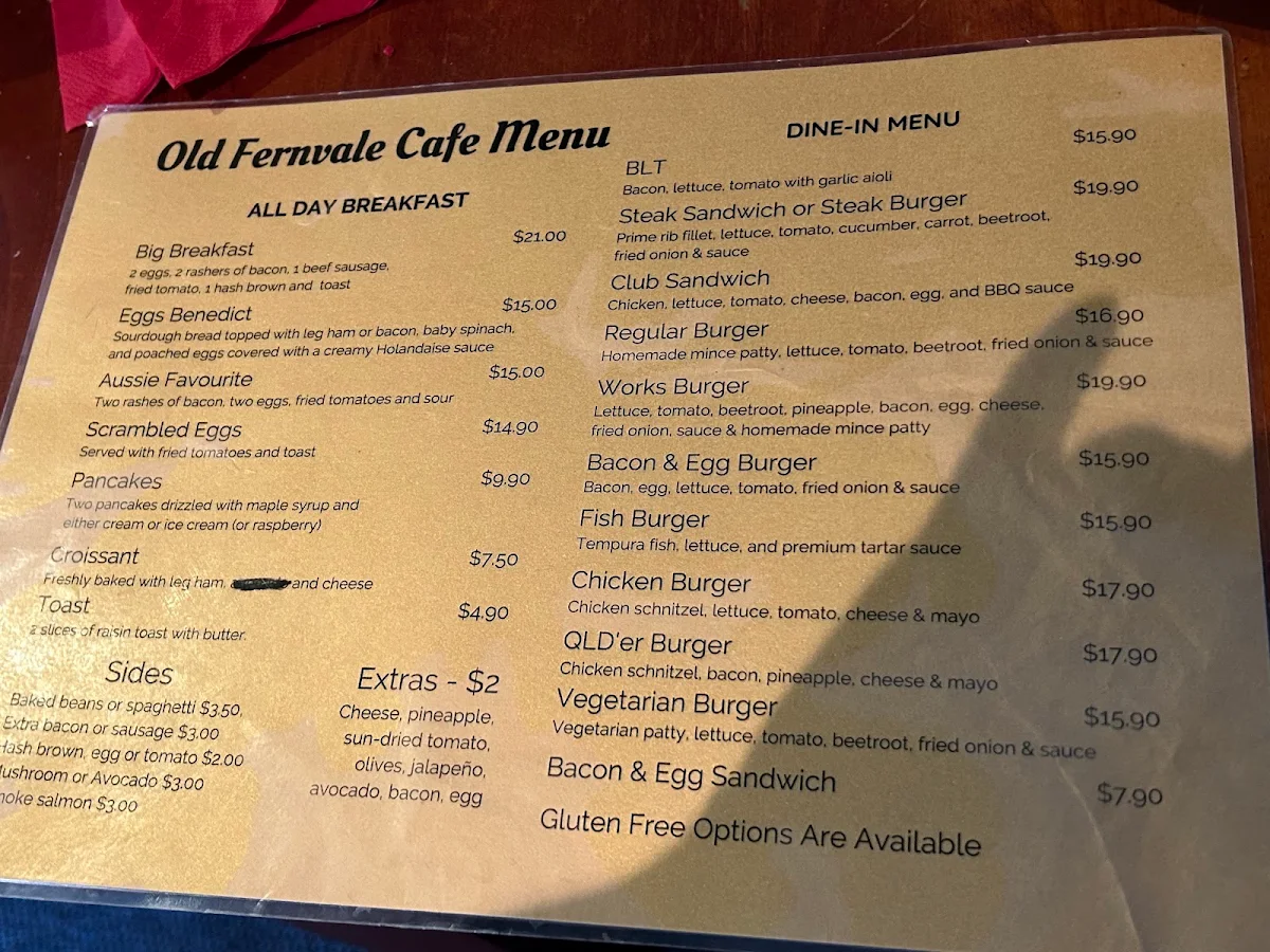 Menu, Old Fernvale Bakery & Cafe