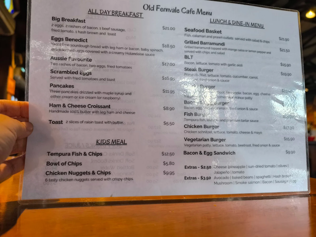 Menu, Old Fernvale Bakery & Cafe