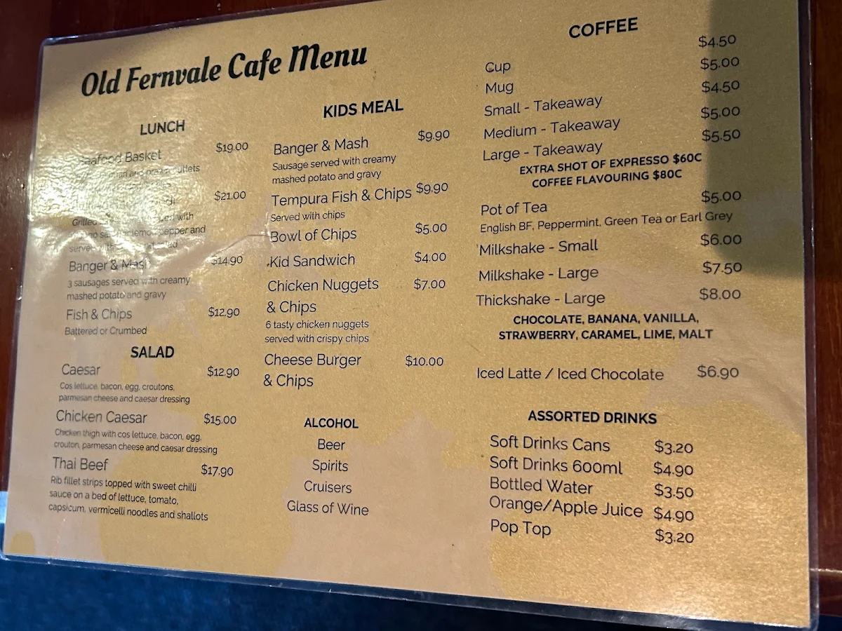 Menu, Old Fernvale Bakery & Cafe