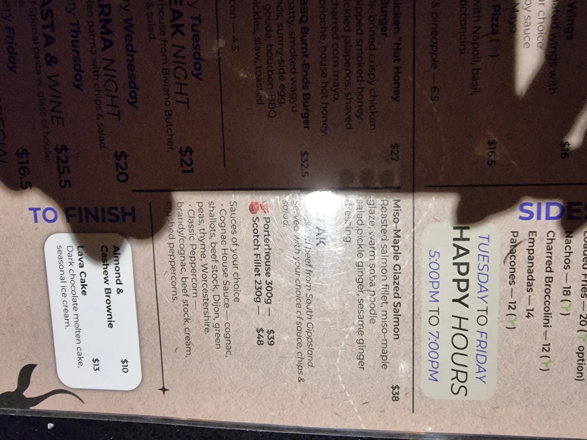 Menu, Diesel Bar & Eatery