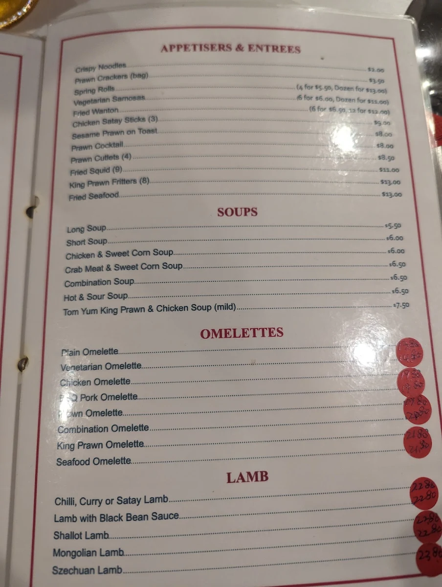 Menu, Bayshore Garden Chinese Restaurant