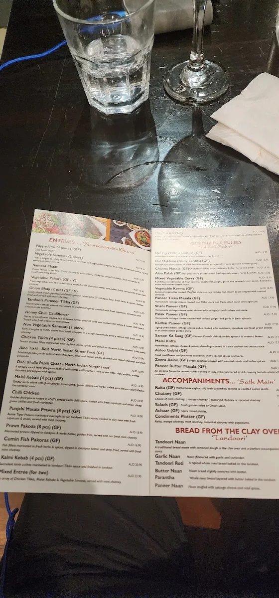 Menu, Indian Chimney Restaurant