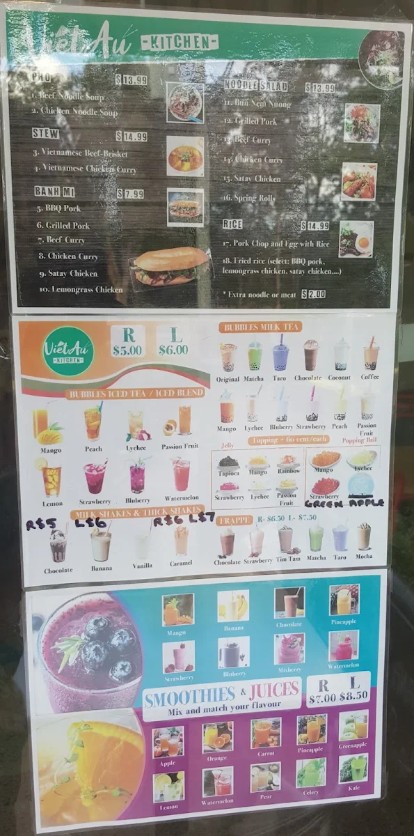 Menu, Viet Au Kitchen