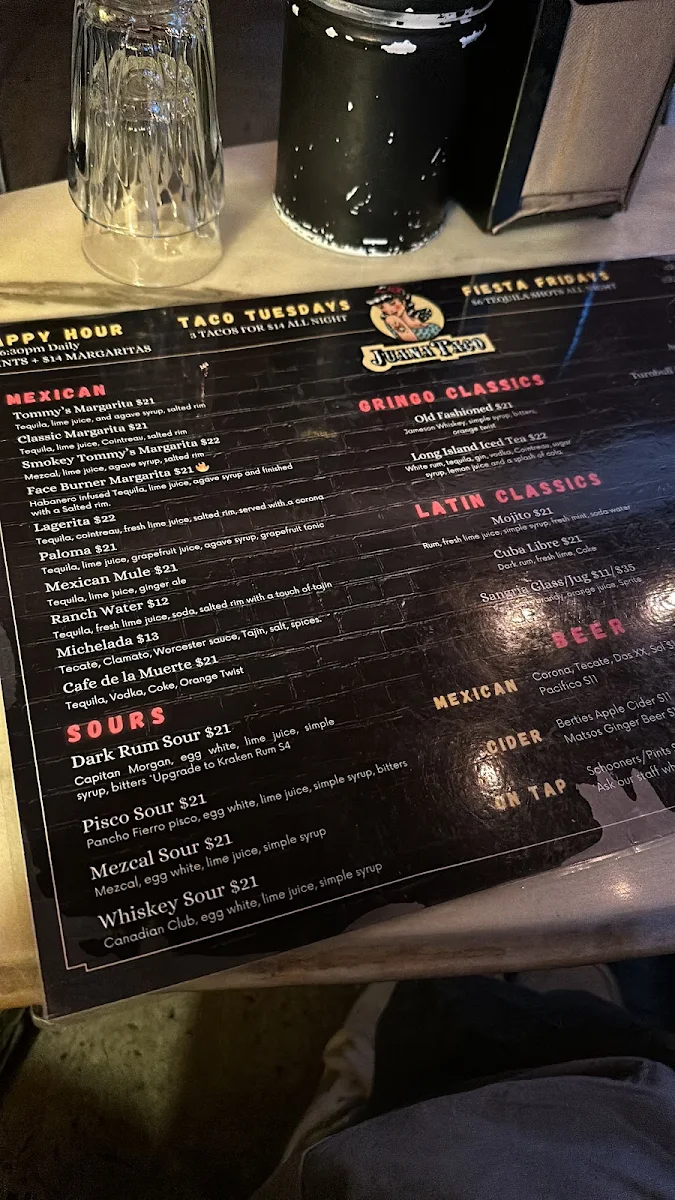 Menu, Juana Taco Windsor