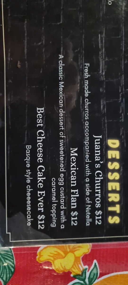 Menu, Juana Taco Windsor