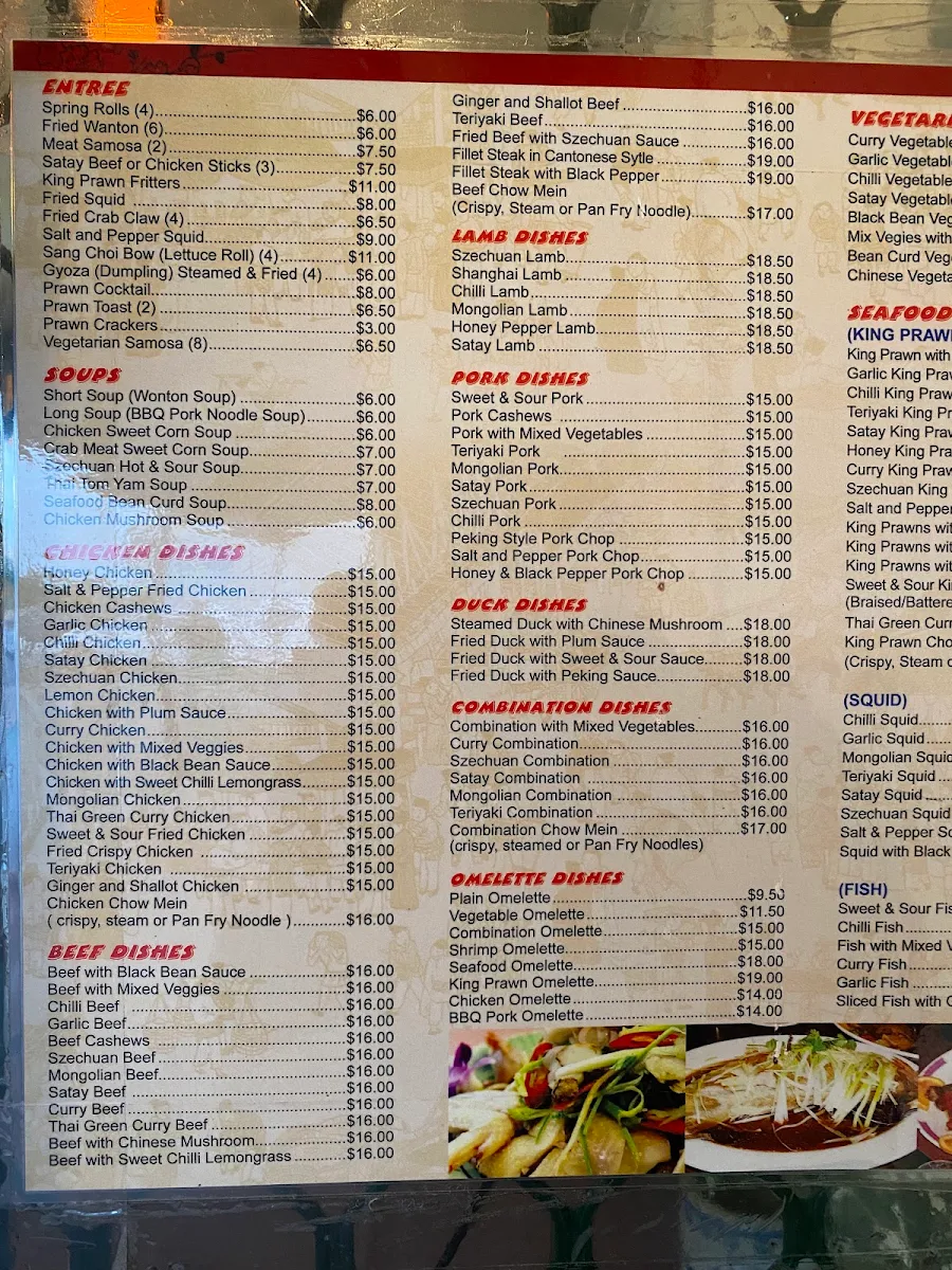 Menu, Wing Soon Chinese Restaurant