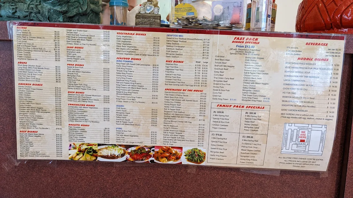Menu, Wing Soon Chinese Restaurant