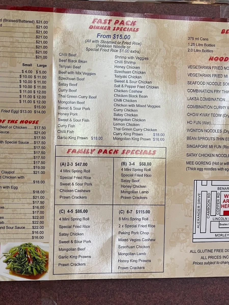 Menu, Wing Soon Chinese Restaurant