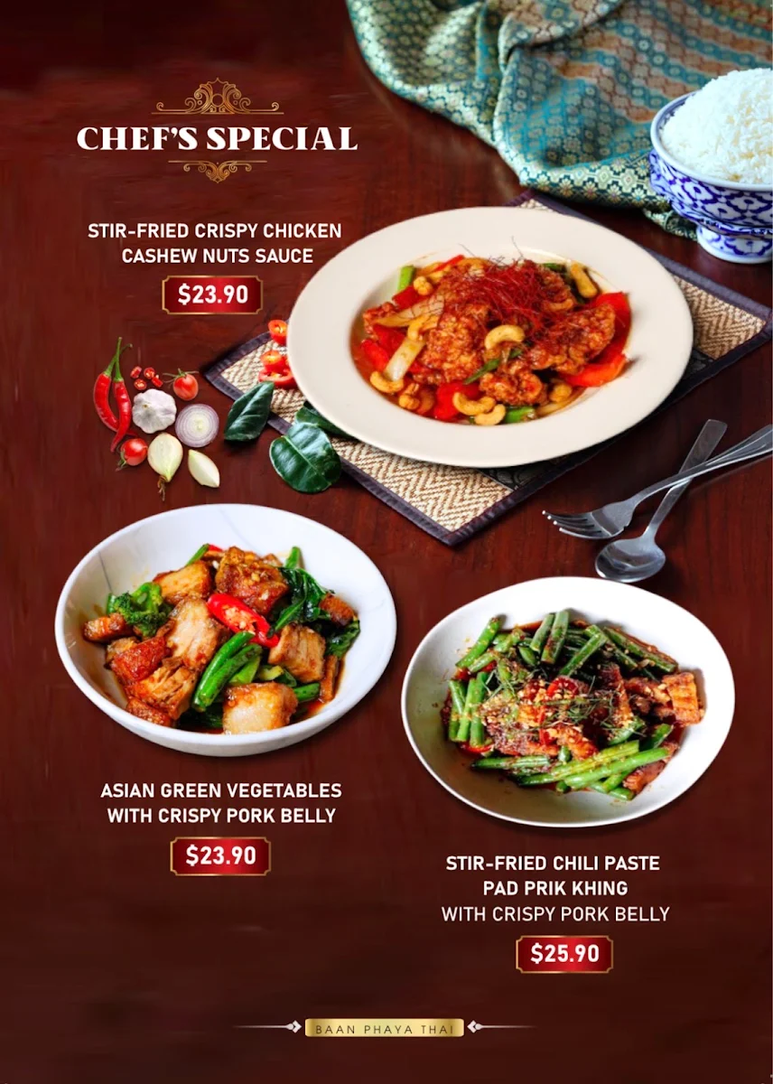 Menu, Baan Phaya Thai Everton Park