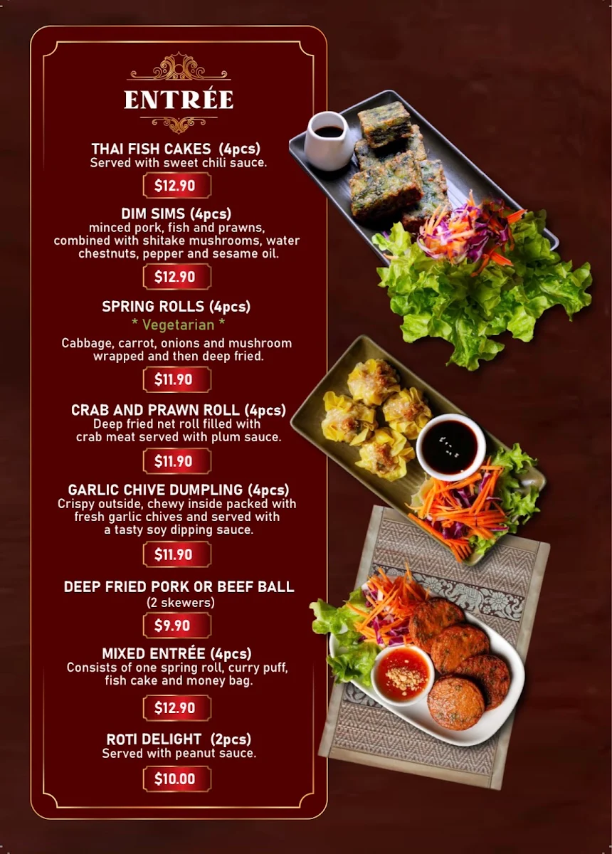 Menu, Baan Phaya Thai Everton Park