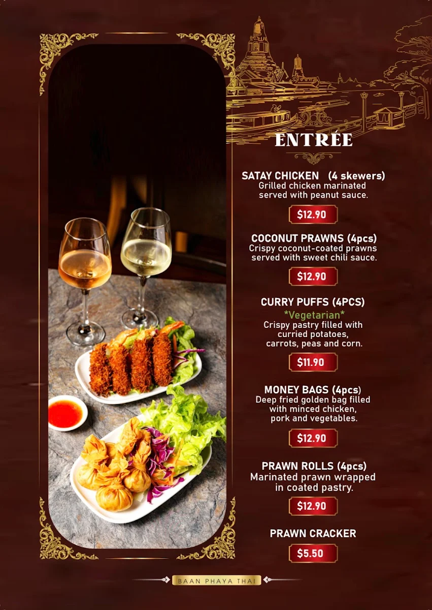 Menu, Baan Phaya Thai Everton Park