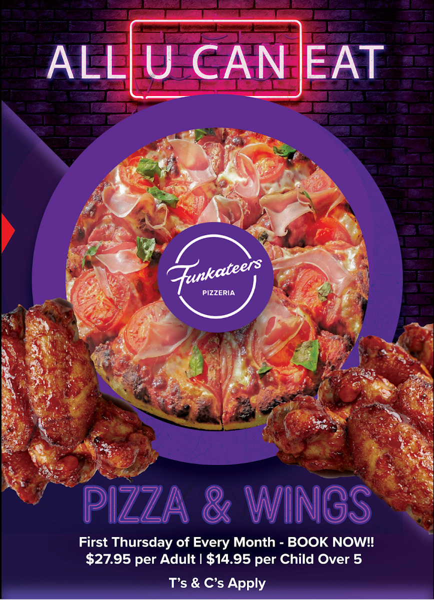 Menu, Funkateers Pizzeria