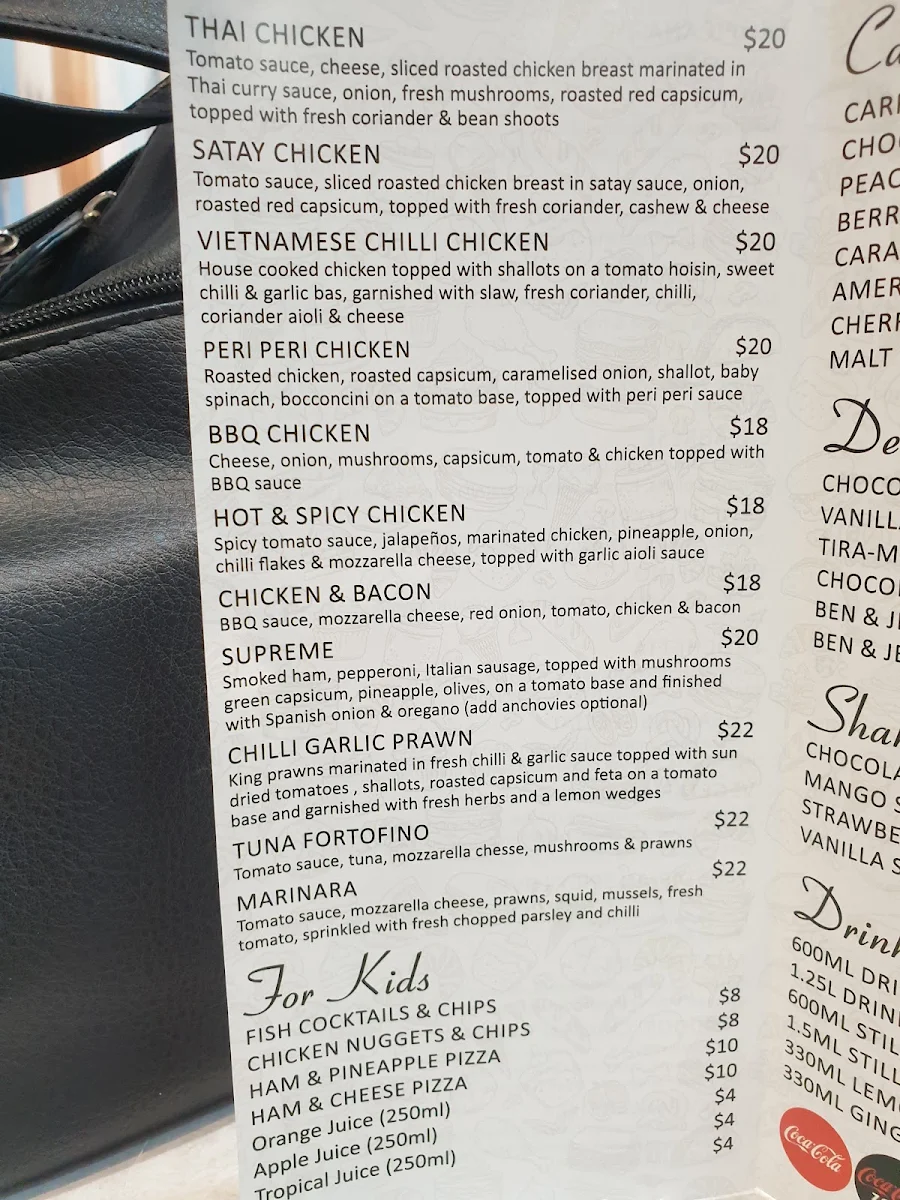 Menu, 7 Heavens Pizza, Pasta, Cakes