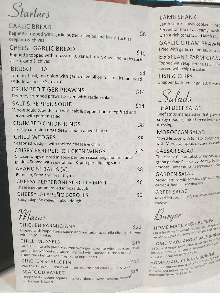 Menu, 7 Heavens Pizza, Pasta, Cakes